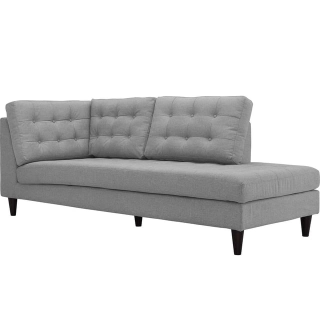 Modway Empress Upholstered Polyester Fabric Right Facing Chaise in Light Gray