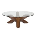 thumbnail image 3 of Table basse en noyer avec plateau en verre trempé transparent, 3 of 3