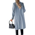 thumbnail image 3 of LUXUR Women Double-breasted Outwear Button Down Autumn Overcoats Sky Blue L, 3 of 3