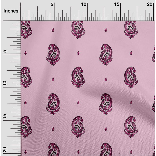 oneOone Cotton Flex Fabric Paisley Block Printed Craft Fabric BTY 40 Inch Wide