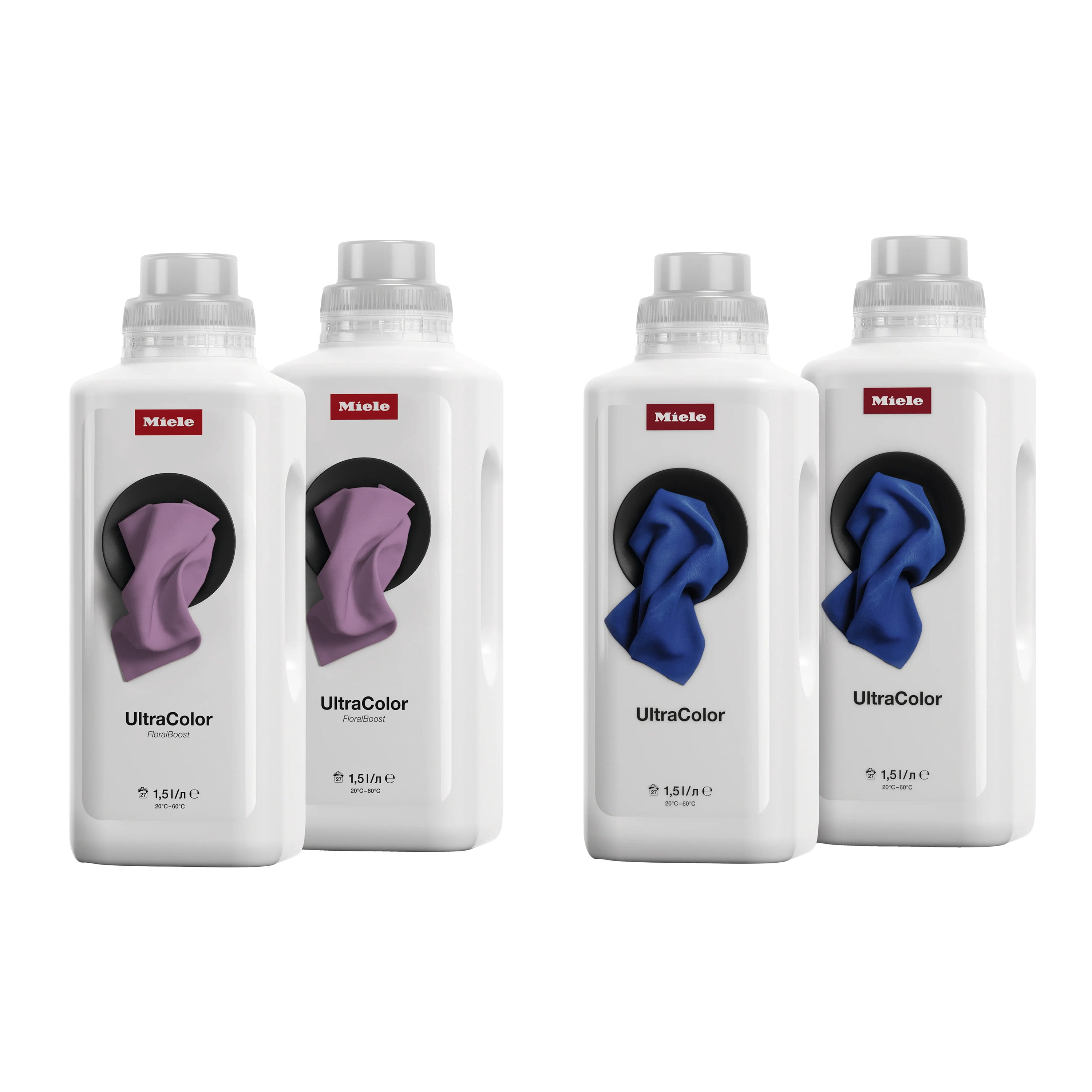 Miele Original Laundry Detergent Bundle for Miele Washing Machines, 2 x UltraColor 1.5 L, 2 x FloralBoost 1.5 L, Fragrant Colour Protection - 12282350