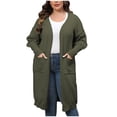 thumbnail image 1 of CEHVOM Women's Fashion Solid Color Plus-Size Loose MIDI Style Double Pockets Sweater Tops Clearance, 1 of 4