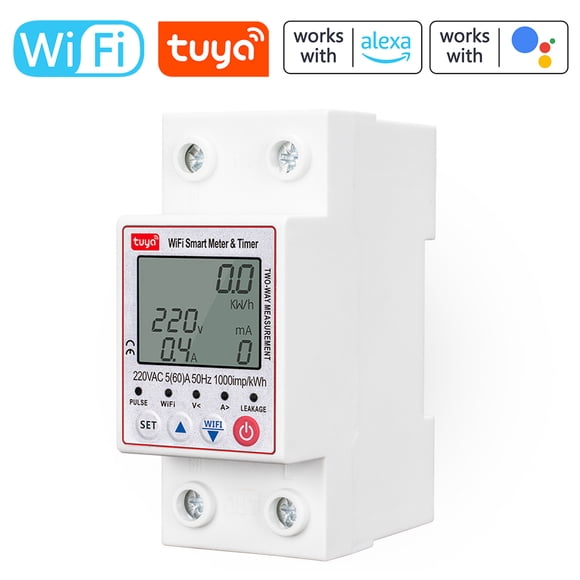 Riwcyla WiFi Intelligent Automatic Reclosing Protector Multifunctional Current Voltage Monitoring Circuit Breaker LCD Display Switch Power Meter Protections Values Settable Mobilephone APP Control