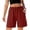 #0004-Red, variant on Neewe Women's Bermuda Shorts Summer Wide Leg Plain Elastic Waisted Comfy Casual Sweat Long Shorts