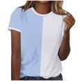thumbnail image 2 of Offre à Durée Limitée Iumwxz T-Shirt Classique Décontracté Basique Blouses Femmes Tunique à Blocs de Couleur Manches Courtes Col Rond pour Femmes Offres du Jour Usage Quotidien Décontracté, 2 of 4