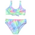thumbnail image 1 of Toddler Girls Two Pieces Swimsuit Tie-dye Pattern Chest Drawstring Design Beach Bathing Suit Infant Girl Bikini Swimsuit For Indoor Outdoor Swimming, 1 of 9