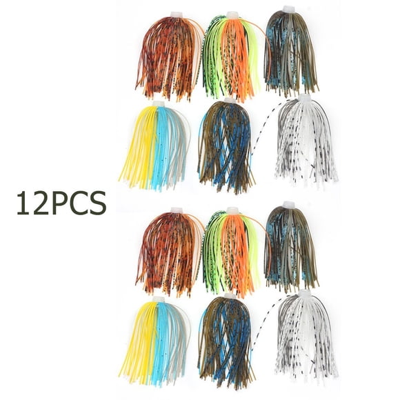 Bgsha 6/12/24 Pcs Jupes de Jigs Basse Appâts Buzzbait Appâts Wobbler Jupe en Caoutchouc pour Brochet Doré