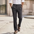 thumbnail image 2 of Men's Business Style Solid Colour Straight Slim Fit Trousers Suitable Trousers To Wear With Suit Tops, 2 of 4