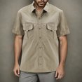 thumbnail image 2 of BOBOGOJP Chemise Hawaïenne pour Hommes, Col Rabattu, Manches Courtes, Khaki TTG, 2 of 4