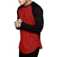 thumbnail image 3 of Men Baseball Long Sleeve Crew Fashion Sports Team Jersey Raglan Tops Autumn Spring Patchwork Tops, 3 of 4