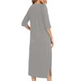thumbnail image 4 of Zip Up Robe for Women Long Housecoat Soft Nightgown with Pockets, 4 of 6