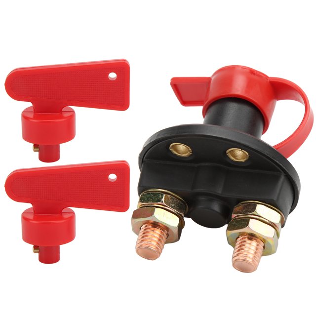 Car Battery Disconnect Switch, 100A Maximum Continuous Current Cars Power Off Switches M10 Copper Screw DC 12V-24V for Boat