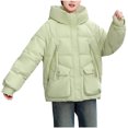 thumbnail image 1 of KIHOUT Manteau d'Hiver pour Femmes Coupe Ample Tendance Surdimensionné Uni à Fermeture Éclair Manteaux d'Extérieur Épaissi Court à Capuche Matelassé, 1 of 3