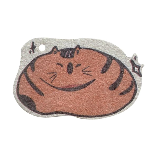 yuksok Non-Scratch Scrub Sponge Deep Cleaning with Hanging Rope Heavy Duty Cleaning Sponge for Cleaning Kitchen Clean Tough Messes Non Stick Pot Orange Cat