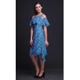thumbnail image 3 of Bimba Blue Bird Printed Womens Cold Shoulder Tunic Party Round Neck Shift Dress - XXX-Large, 3 of 6