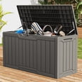 thumbnail image 1 of DEXTRUS Coffre de Terrasse Extérieur en Résine de 80 Gallons avec Poignées Latérales, Rangement pour Meubles de Patio Étanche et Verrouillable, Brun Pâle, 1 of 10