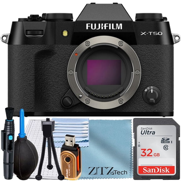 FUJIFILM X-T50 Mirrorless Camera-Black (Body Only) with SanDisk 32GB Memory Card + ZeeTech Accessory Bundle