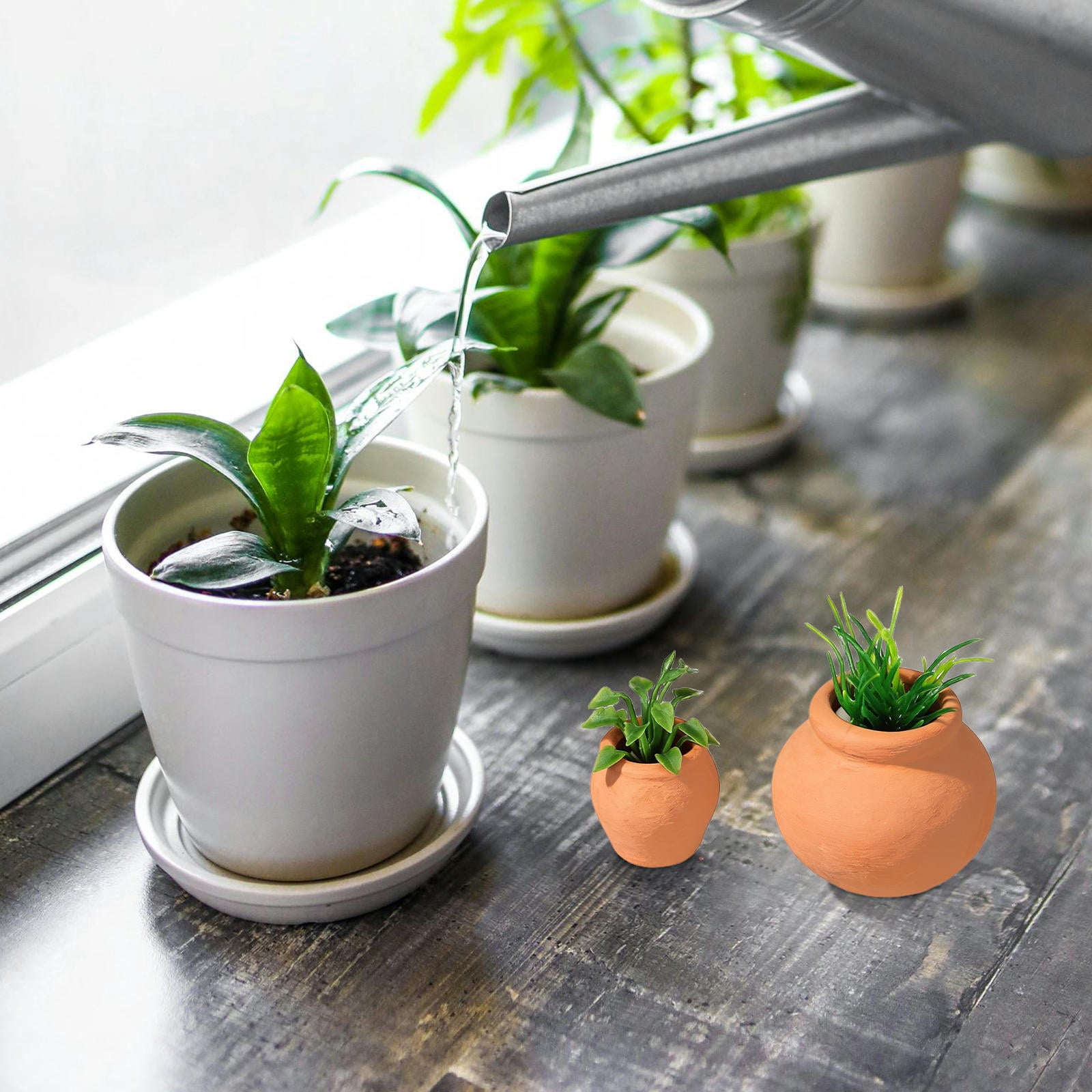 HONITANO 6Pcs Succulent Flower Pot Brown Clay Pots Plant Container Indoor Use