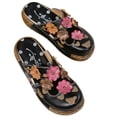 thumbnail image 2 of RKSTN Sandales pour Femmes Rétro à Fleurs Dimensionnelles en Matériau à Coutures Sandales Vintage à Semelle Compensée Chaussures Souples Confortables Sandales, 2 of 5