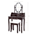 thumbnail image 2 of Patiojoy Ensemble de Coiffeuse Miroir Commode de Maquillage Éclairée avec Tiroirs Brun, 2 of 6