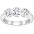 thumbnail image 1 of 3/4ct Bezel Past Present Future Diamond 3 Stone Engagement Ring White Gold 14 kt, 1 of 3