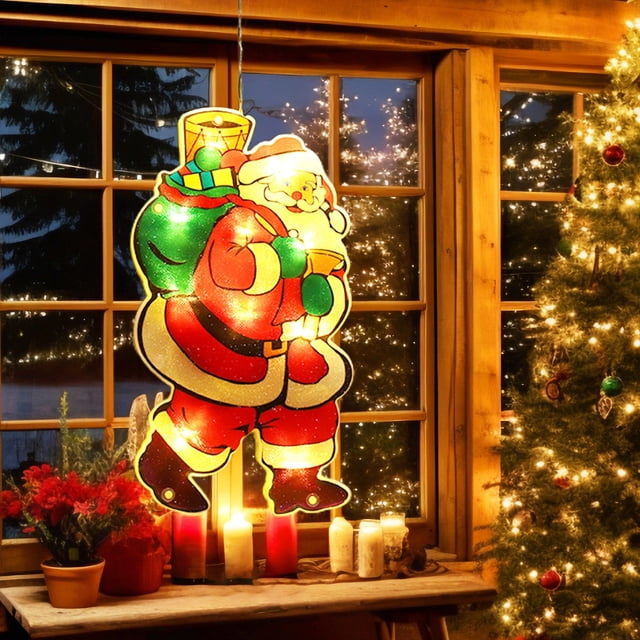 Christmas Window Lights under 5! CQCYD Christmas Window Hanging Lights, LED Decorative Lights for Shop and Home, Battery Powered Suction Cup Lights for Holiday Decor