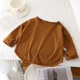 thumbnail image 1 of RXIRUCGD T-shirt à Manches Longues pour Enfants, Col Rond Uni, Haut à Manches Longues (Marron, Taille : 90), 1 of 3