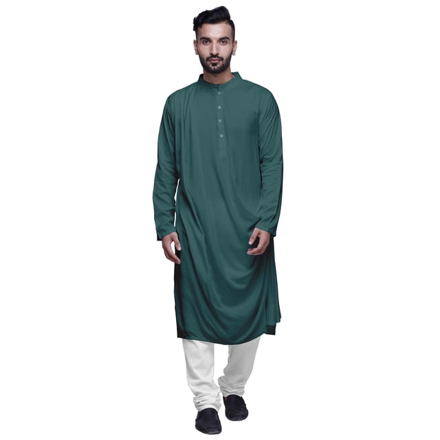 Atasi Kurta Long pour Hommes Col Mandarin Uni Drapé Vêtements
