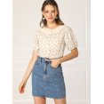 thumbnail image 3 of INSPIRE CHIC Women's Floral Puff Sleeves Pleated Collar Button Down Shirt, 3 of 6
