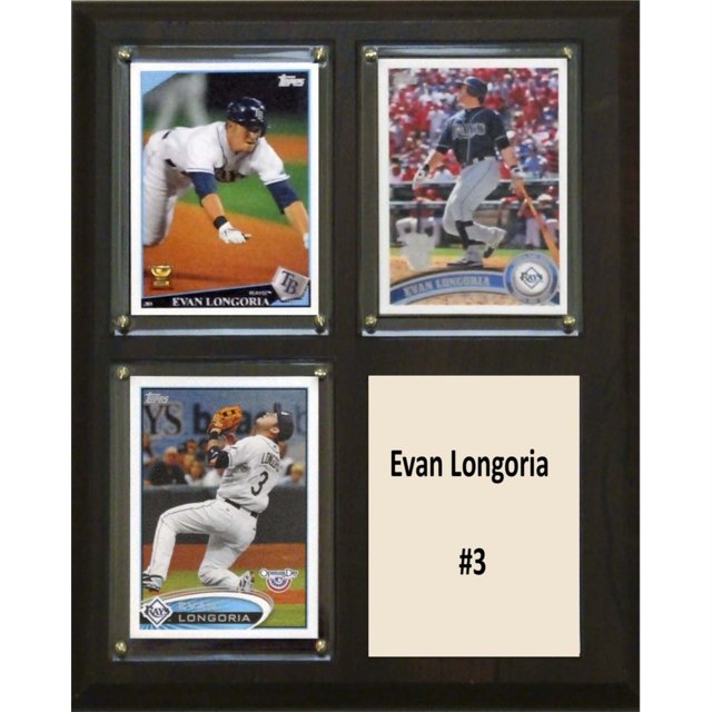 MLB 8"x10" Evan Longoria Tampa Bay Rays Three Card Plaque