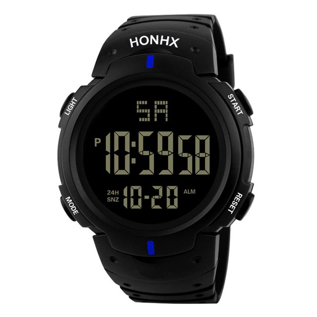 EGNMCR Montre de Sport Militaire de Luxe pour Hommes à Affichage Numérique à Quartz, avec Date, avec Bracelet en silicone Noir, Affichage Numérique et Boîtier PC durable. Cette Montre de Sport de Luxe Est Résistante à l'Eau jusqu'à 5 ATM, Idéale pour la Natation et la Douche. Bracelet Ajustable Convient aux Tour de Poignet de 17 cm à 24 cm.