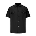 thumbnail image 3 of cfhntfmh Short Sleeve Shirts for Men Button down Summer Casual Collared V Neck Tops Solid Color Beach Blouses, 3 of 5