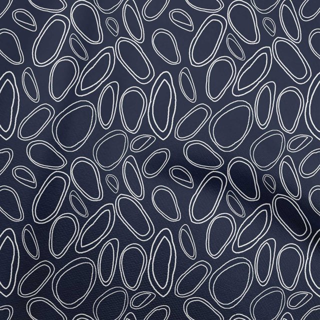 oneOone Rayon Dark Blue Fabric Abstract Circle Sewing Craft Projects Fabric Prints By Yard 56 Inch Wide