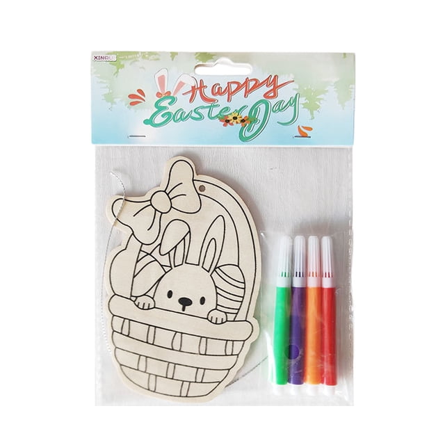 Easter DIY Wooden Drawing Board Kids Painting Coloring Craft Decoration Easter