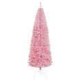 thumbnail image 1 of HOMCOM 7FT Artificial Christmas Tree Xmas Holiday Pencil Tree Home Pink, 1 of 10