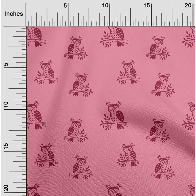 oneOone Polyester Lycra Fabric Branch & Owl Block Printed Craft Fabric BTY 56 Inch Wide