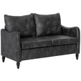 thumbnail image 1 of HOMCOM 55" Loveseat Sofa, Small 2 Seater Couch with Solid Wood Legs, Grey, 1 of 10