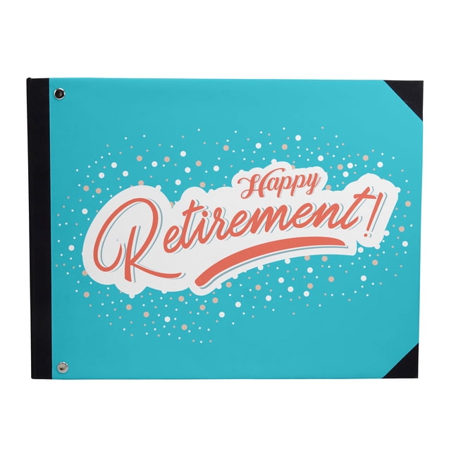 Darling Souvenir Blue Calligraphy Hardbound Cover Personalized Printed Retirement PartyGuestbookMemory Messagebook-9 x 12 Inches