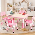 thumbnail image 3 of Bingirl Modern Kids Table and 4 Chair Set,31.5"Adjustable Toddler Table and 4 Chairs Set with Non-Slip Desk Legs & Graffiti Desktop,Preschool Activity Kids Table Set, 3 of 9