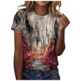 thumbnail image 2 of EGNMCR T-Shirts pour Femmes Mode Féminine Décontractée Blouse Ample Imprimée Col Rond T-Shirt Chemises Blouse T-Shirt Imprimé, 2 of 5