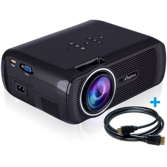 Projecteur Vidéo, ELEPHAS Projecteur de Films de Divertissement à DEL pour Cinéma Maison, 1200 Lumens Prend en Charge 1080P HDMI VGA USB AV TV pour Mobile PC Tablette PS4 Lecteurs DVD - Noir