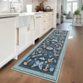 thumbnail image 1 of Garvee 2'x6' Modern Insect Floral Print Runner Rug, Mushroom Washable Rugs Indoor Carpet With Non-Slip Backing For Hallway Bedroom Kitchen, Blue, 1 of 7