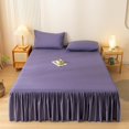 thumbnail image 1 of Bed Skirt for 78x59 Inch Bed, Korean Style with Washed Cotton Lace Edge, Non-Slip Protective Mattress Cover, Easy Fit Elastic Hem, 1 of 7