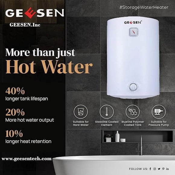15 Gallon Electric Tank Hot Water Heater for RV - Endless Trailer Indoor Use, Efficient & Compact Design