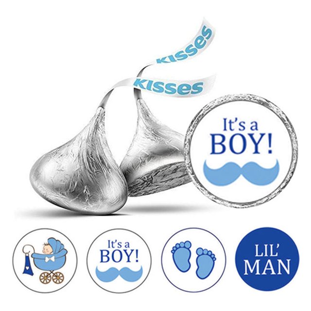 Darling Souvenir It's A Boy Stickers Candy Chocolate Labels 190 Pcs Party Fabor-White & Blue