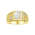 thumbnail image 1 of RYLOS Men's Rings Yellow Gold Plated Silver Designer Nugget Ring Oval 9X7MM Gemstone &  Diamonds  Opal Birthstone Rings For Man Size 13, 1 of 7