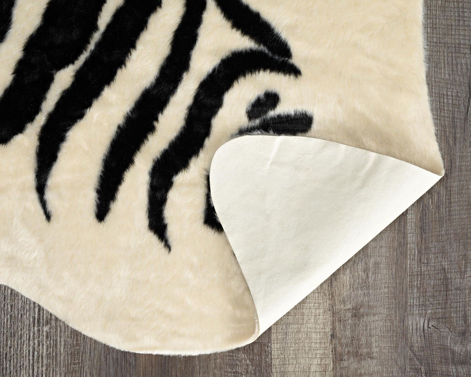 Faux Cowhide Rug, Ivory & Black Zebra Print