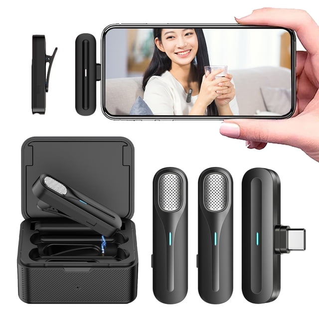 Microphone Cravate Sans Fil à Réduction de Bruit avec Boîtier de Chargement Mini Micro d'Enregistrement à Revers