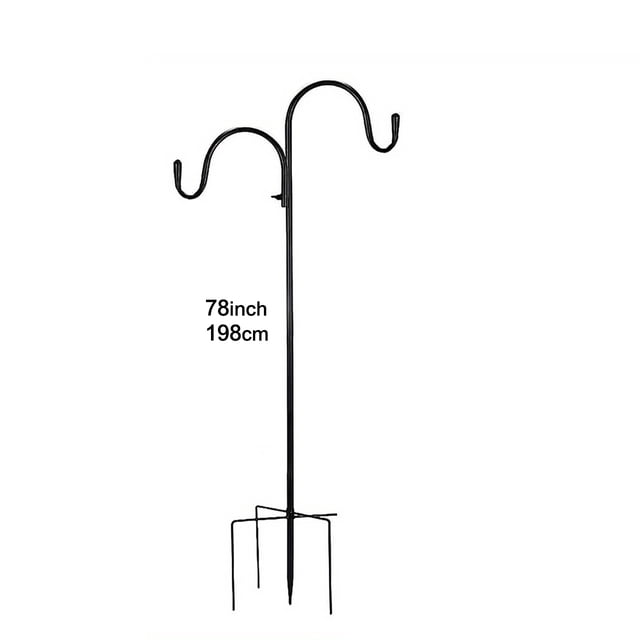 Elevate Your Outdoor Decor with this Heavy Duty Double Shepherd Hook by GRM, featuring a contemporary style and durable cast iron construction. This 78-inch (198 cm) tall hook includes two curved arms for hanging planters or decorations and a sturdy base for secure installation. Designed for wall mounting, it offers easy installation and is ideal for enhancing garden aesthetics.