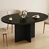 43.3"–59" Extendable Round to Oval Dining Table for 4-8, Space Saving Kitchen Table with Removable Leaf, Cross Base Support, Easy Assembly, Table Only，Black